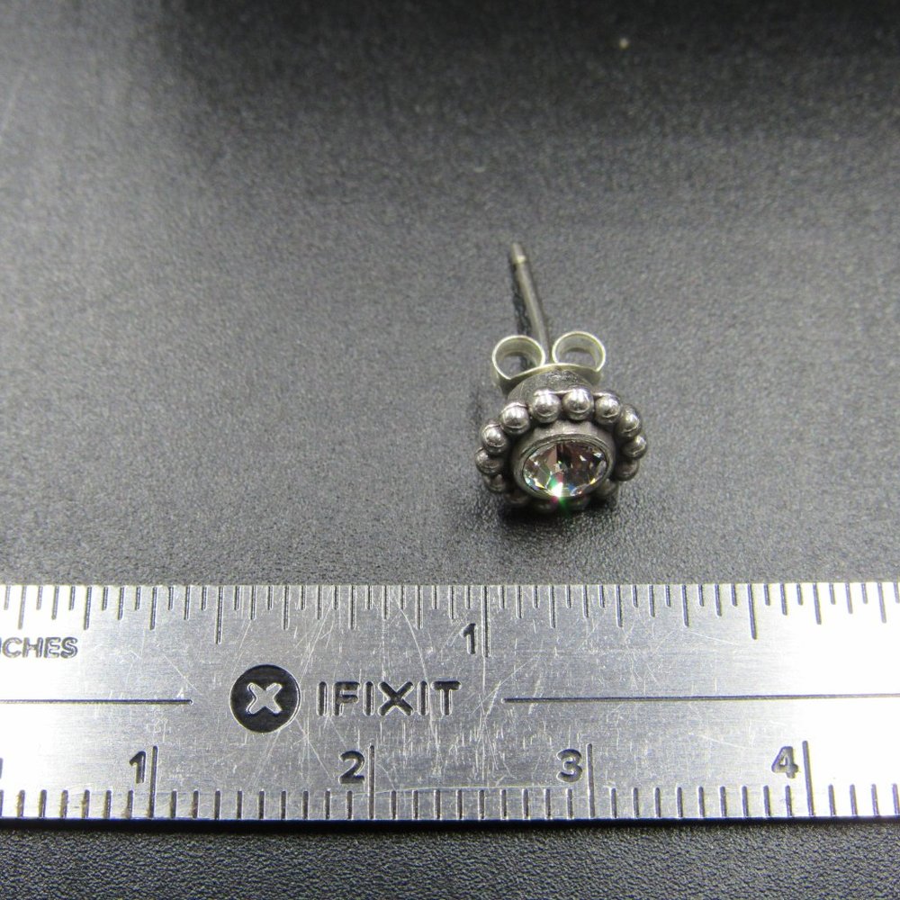 Sterling Clear Crystal Pattern Stud Earrings - image 5